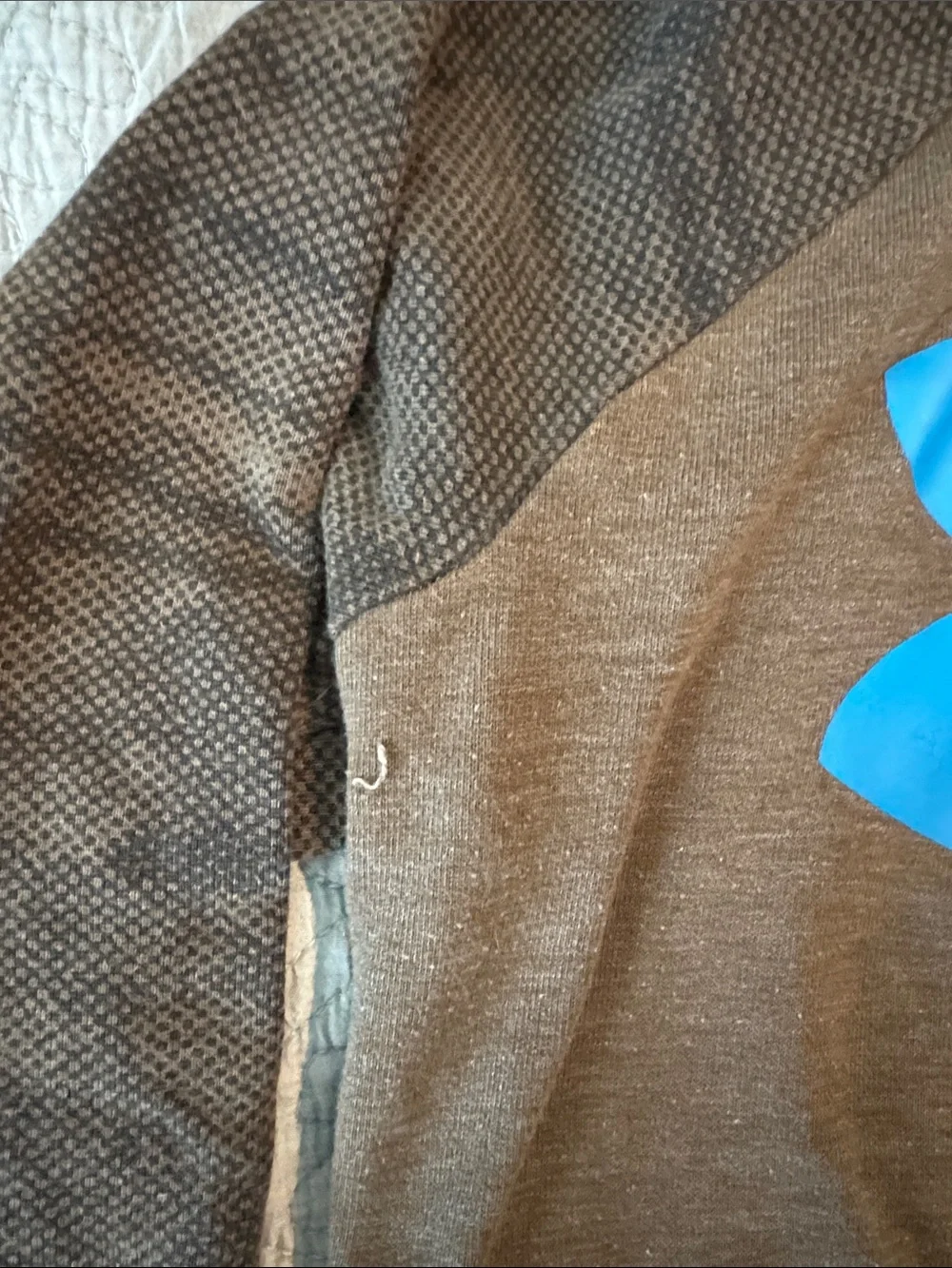 Under Armour Brown Hoodie with Bright Blue Logo - Kids